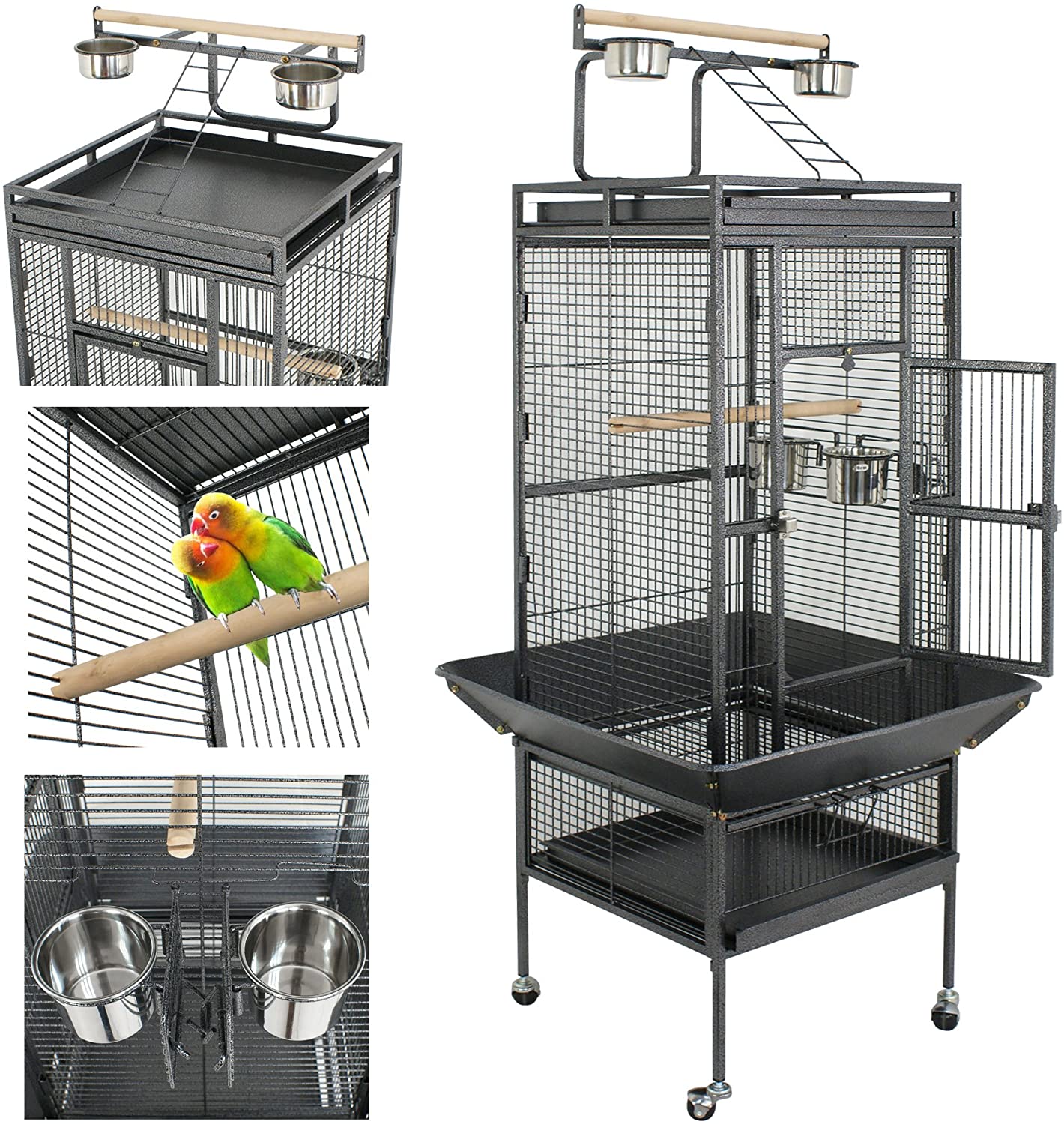 SUPER DEAL PRO 61”/ 68’’ 2in1 Large Bird Cage with Rolling